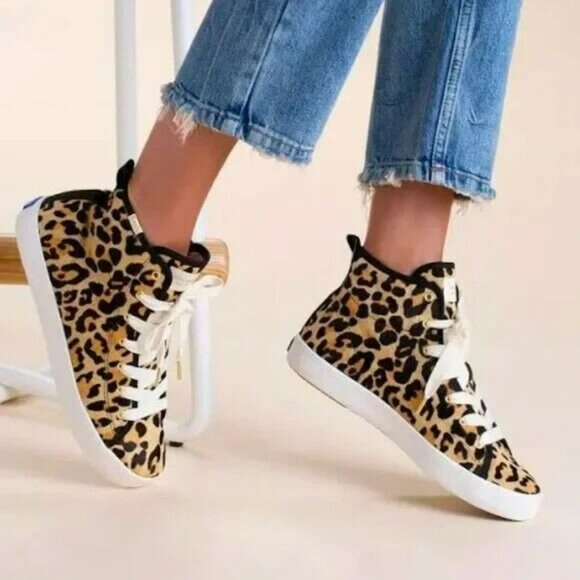 Kate Spade Keds X New York Kickstart High Top Leopard Sneakers Lace Shoes 7.5 - Picture 2 of 16